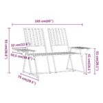 Banc de jardin 2 places 165 cm Noir Acier – Image 7