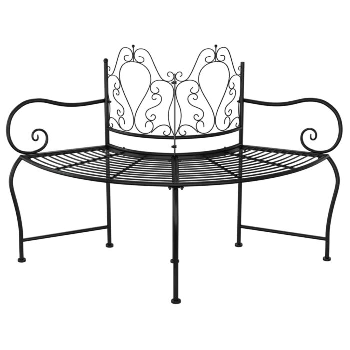 Banc tour d'arbre 150 cm Noir Acier – Image 2