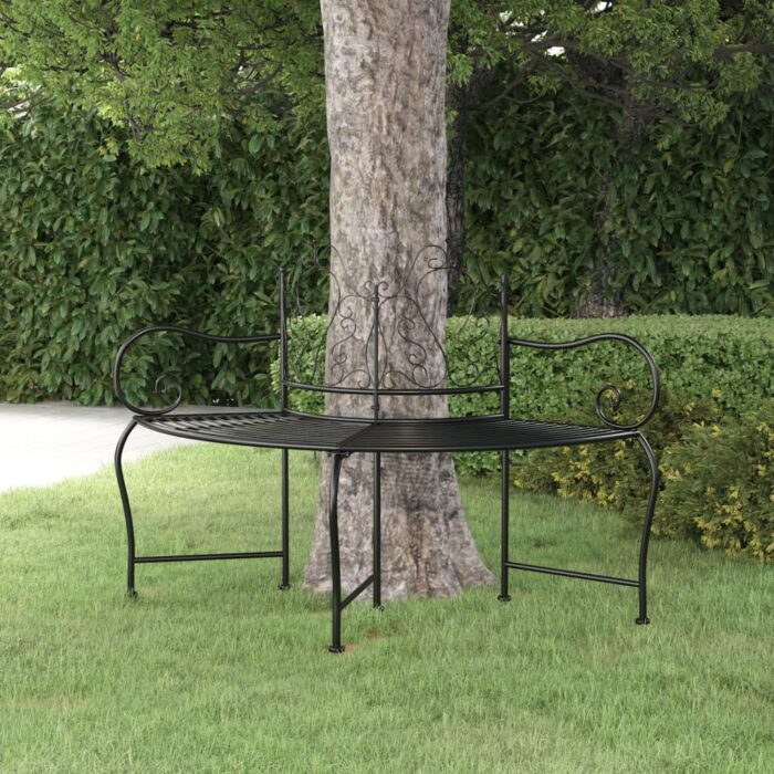 VXL8720286837924_m_en_hd_1.jpg Banc tour d'arbre 150 cm Noir Acier – Image 1