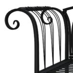 Banc de jardin 2 places 128 cm Noir Acier – Image 3