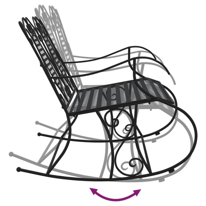 Banc à bascule 2 places 113 cm Noir Acier – Image 4