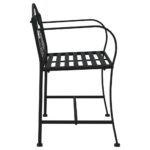 Banc de jardin 2 places 104 cm Noir Acier – Image 2
