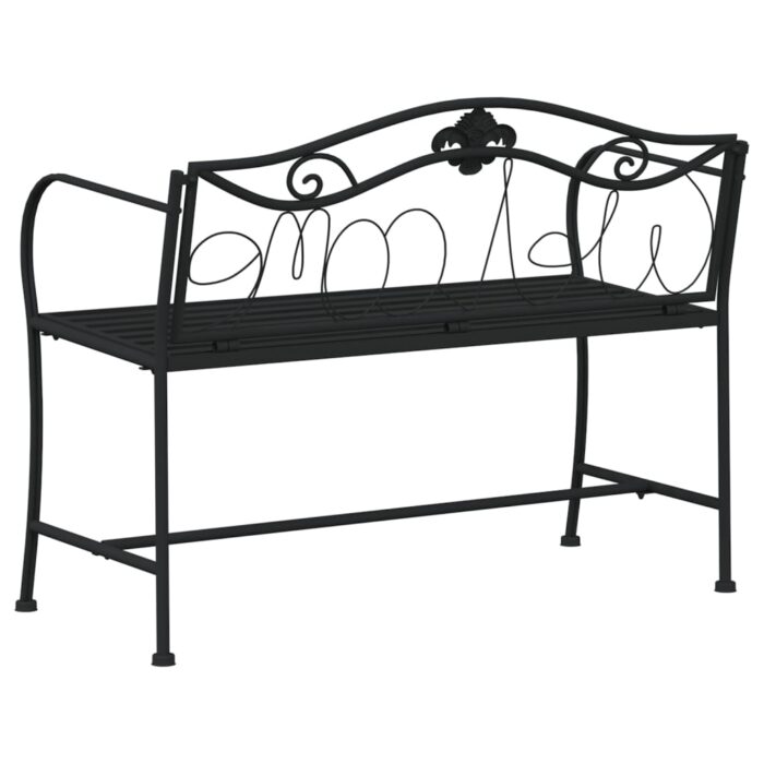 Banc de jardin 2 places 104 cm Noir Acier – Image 3