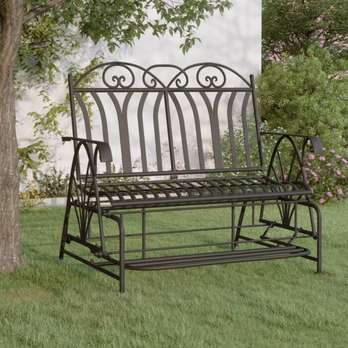 Banc coulissant 2 places 114 cm Noir Acier – Image 1