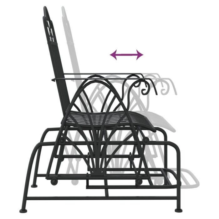 Banc coulissant 61 cm Noir Acier – Image 4
