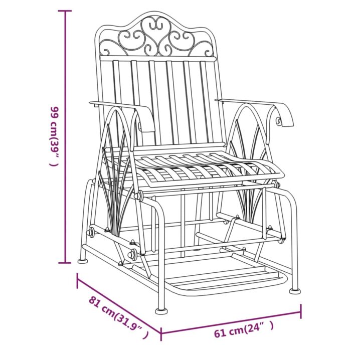 Banc coulissant 61 cm Noir Acier – Image 5