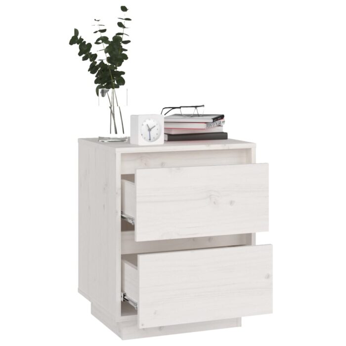 Tables de chevet 2 pcs Blanc 40x35x50 cm Bois de pin solide – Image 3
