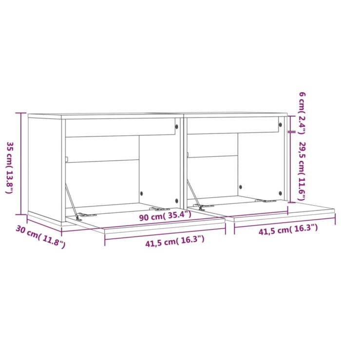 Armoires murales 2 pcs 45x30x35 cm Bois de pin massif – Image 10
