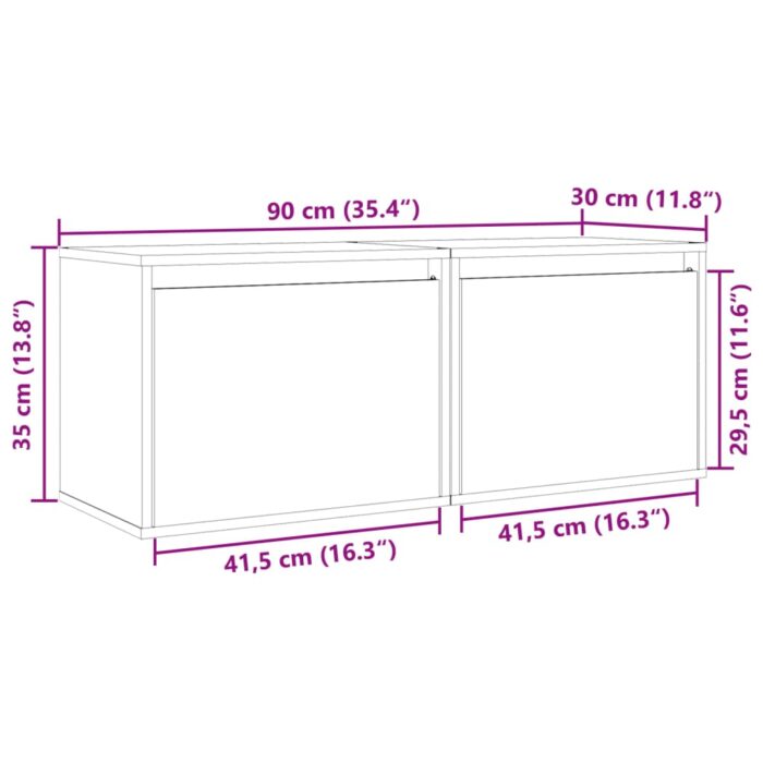 Armoires murales 2 pcs 45x30x35 cm Bois de pin massif – Image 11