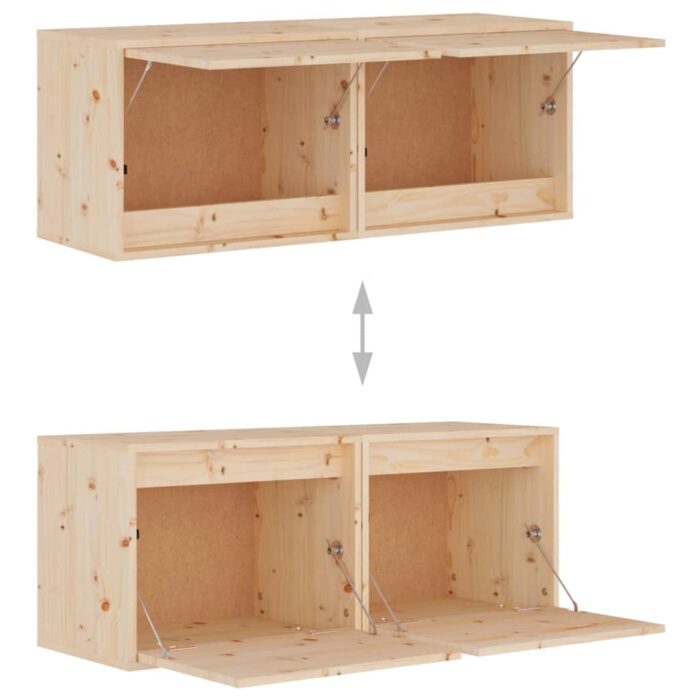 Armoires murales 2 pcs 45x30x35 cm Bois de pin massif – Image 7