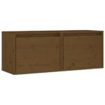 Armoires murales 2pcs Marron miel 45x30x35cm Bois de pin massif – Image 3