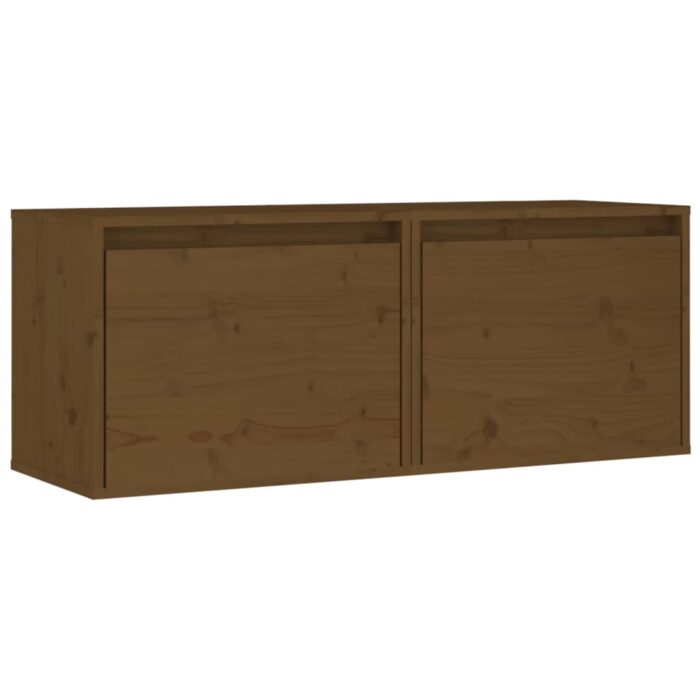 Armoires murales 2pcs Marron miel 45x30x35cm Bois de pin massif – Image 3