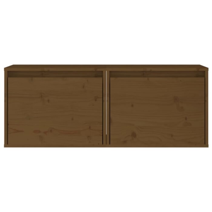 Armoires murales 2pcs Marron miel 45x30x35cm Bois de pin massif – Image 4