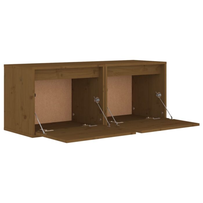 Armoires murales 2pcs Marron miel 45x30x35cm Bois de pin massif – Image 6