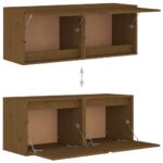 Armoires murales 2pcs Marron miel 45x30x35cm Bois de pin massif – Image 7