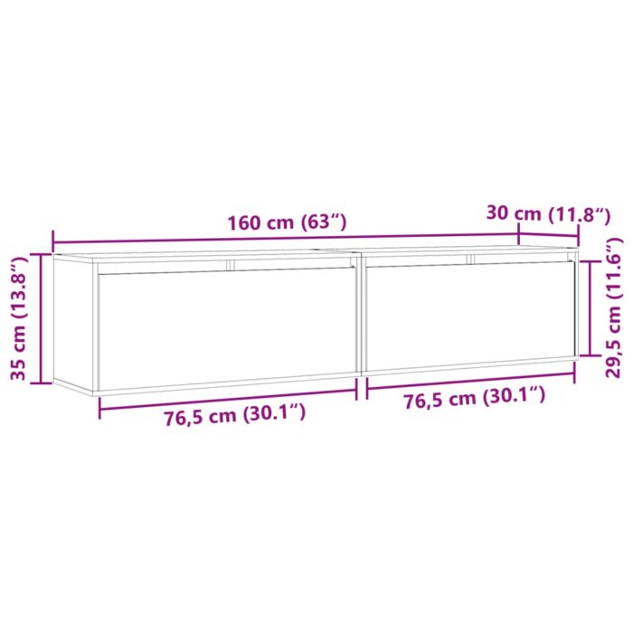 Armoires murales 2 pcs Blanc 80x30x35 cm Bois de pin massif – Image 12