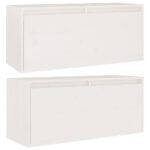 Armoires murales 2 pcs Blanc 80x30x35 cm Bois de pin massif – Image 3