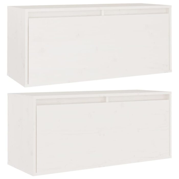 Armoires murales 2 pcs Blanc 80x30x35 cm Bois de pin massif – Image 3