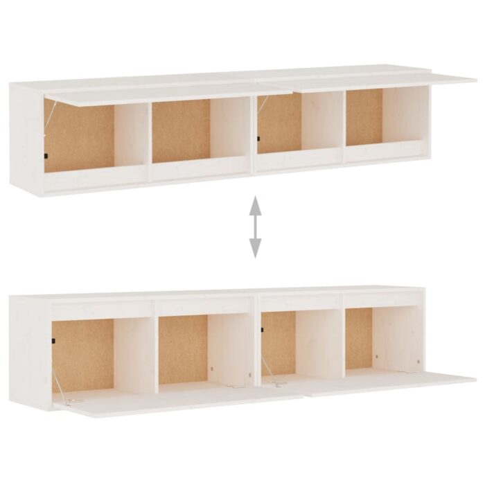Armoires murales 2 pcs Blanc 80x30x35 cm Bois de pin massif – Image 7