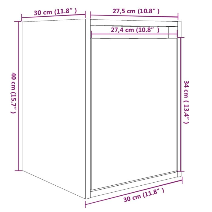 Armoire murale Marron miel 30x30x40 cm Bois de pin massif – Image 8