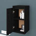 Armoires murales 2 pcs Noir 30x30x60 cm Bois de pin massif – Image 2