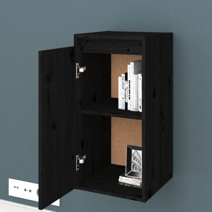 Armoires murales 2 pcs Noir 30x30x60 cm Bois de pin massif – Image 2