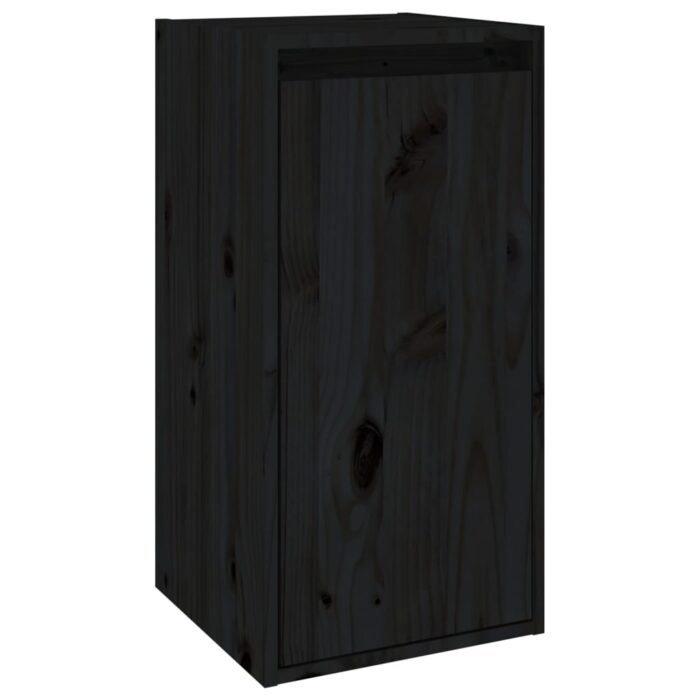 Armoires murales 2 pcs Noir 30x30x60 cm Bois de pin massif – Image 4