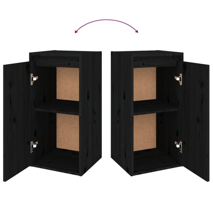 Armoires murales 2 pcs Noir 30x30x60 cm Bois de pin massif – Image 8