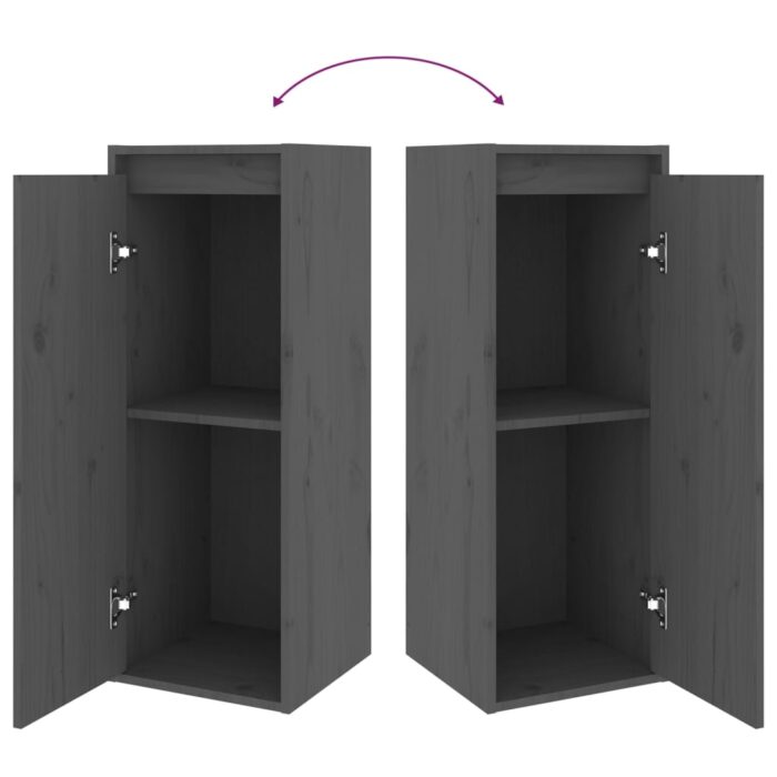 Armoire murale Gris 30x30x80 cm Bois de pin massif – Image 6