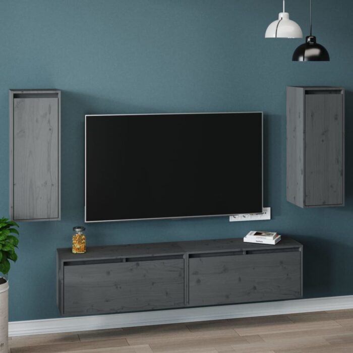 Armoires murales 2 pcs Gris 30x30x80 cm Bois de pin massif – Image 1