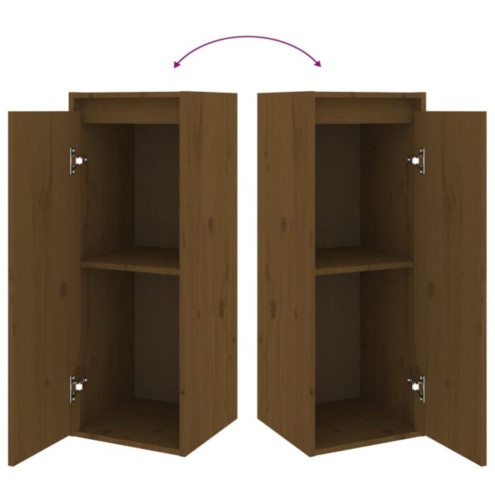 Armoires murales 2pcs Marron miel 30x30x80cm Bois de pin massif – Image 7