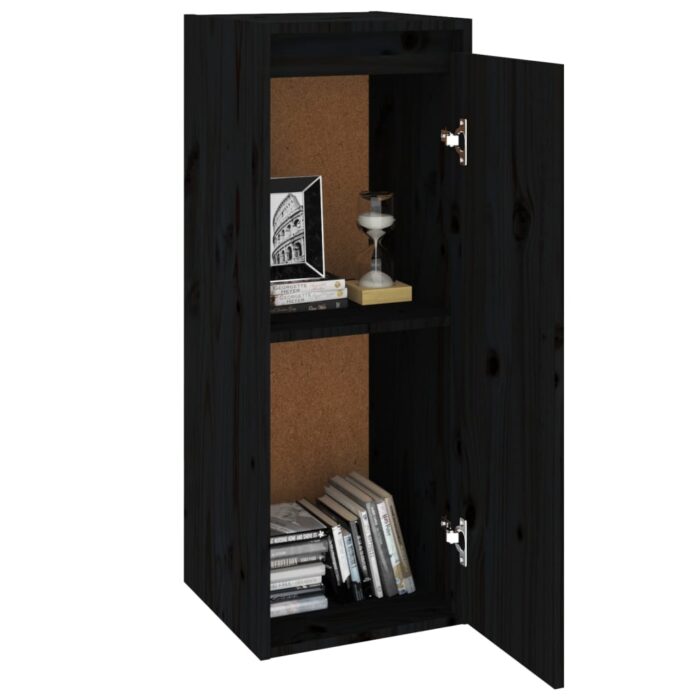 Armoire murale noir 30x30x80 cm Bois de pin massif – Image 2