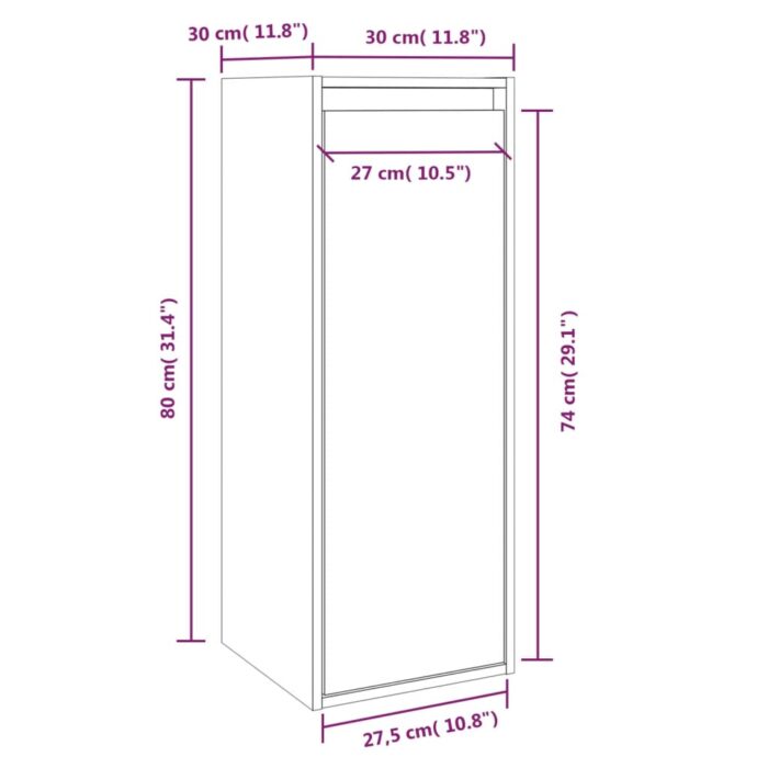 Armoire murale noir 30x30x80 cm Bois de pin massif – Image 8