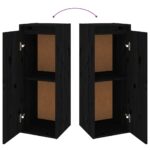 Armoires murales 2 pcs Noir 30x30x80 cm Bois de pin massif – Image 7