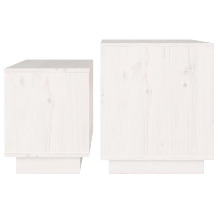 Tables basses gigognes 2 pcs Blanc Bois de pin massif – Image 4