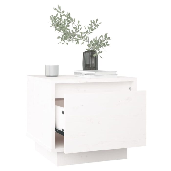 Tables de chevet 2 pcs Blanc 35x34x32 cm Bois de pin solide – Image 2
