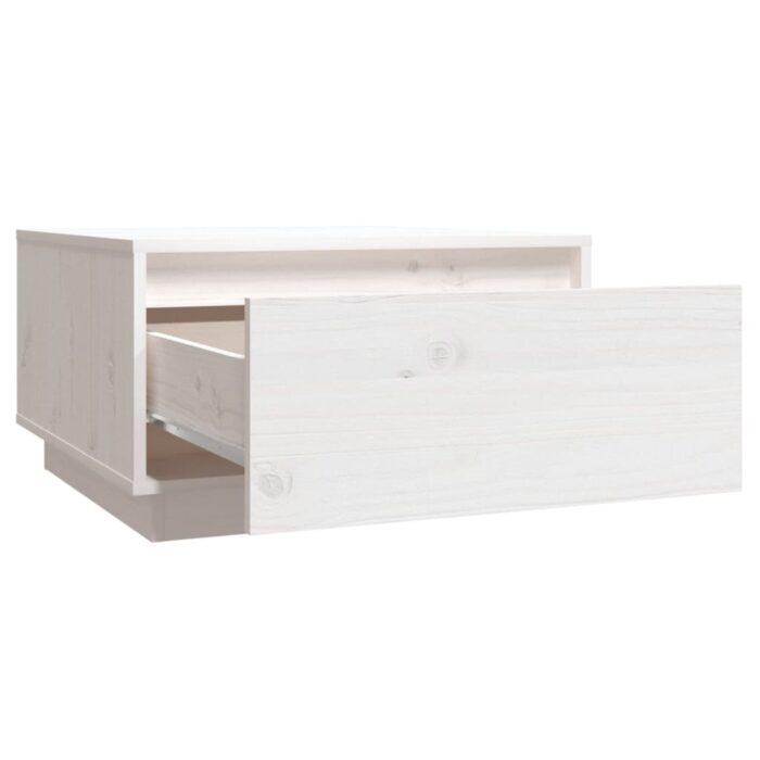 Table basse Blanc 55x56x32 cm Bois massif de pin – Image 4