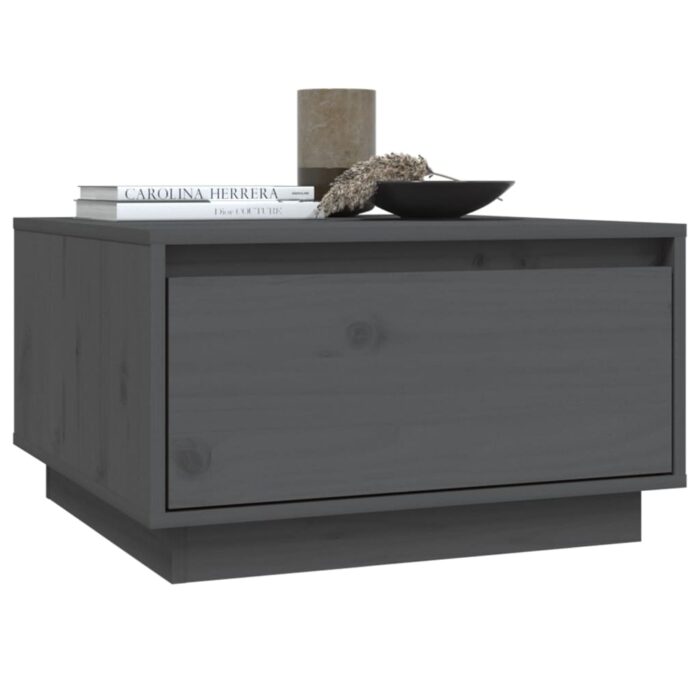 Table basse Gris 55x56x32 cm Bois massif de pin – Image 2