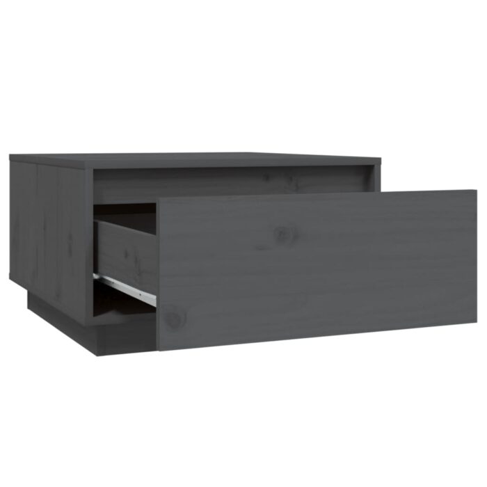Table basse Gris 55x56x32 cm Bois massif de pin – Image 4