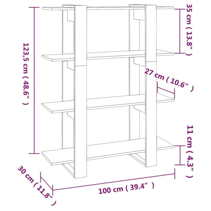 Bibliothèque/Séparateur de pièce Blanc brillant 100x30x123,5 cm – Image 5