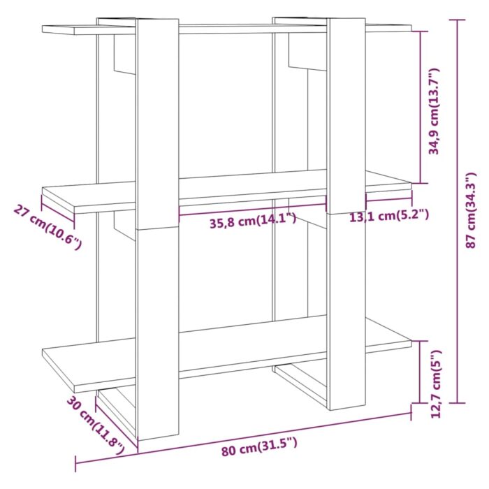 Bibliothèque/Séparateur de pièce Blanc 80x30x87 cm – Image 5