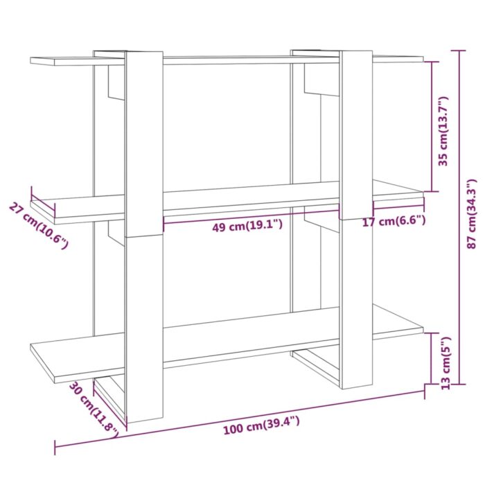 Bibliothèque/Séparateur de pièce Sonoma gris 100x30x87 cm – Image 5