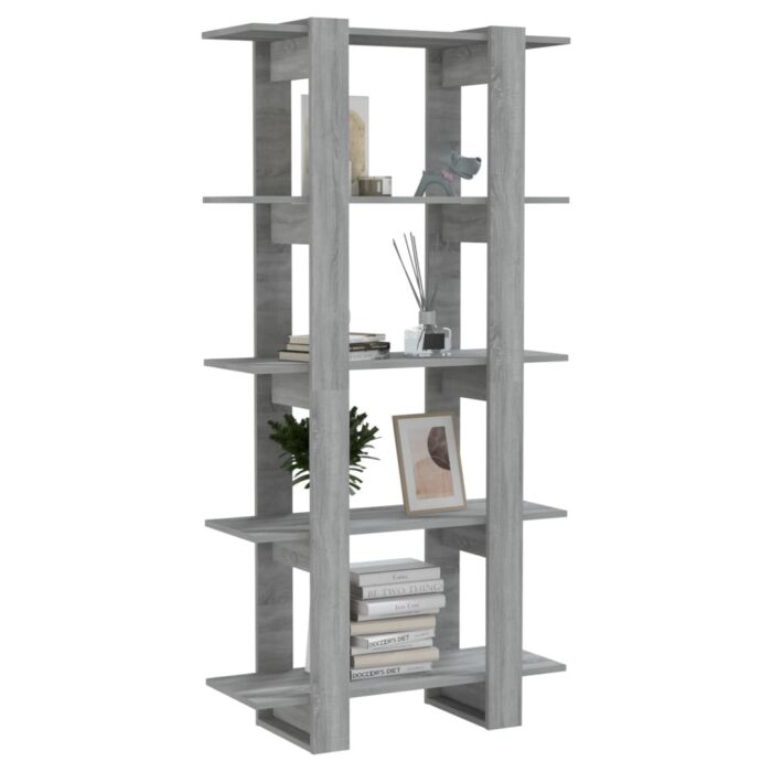 Bibliothèque/Séparateur de pièce Sonoma gris 80x30x160 cm – Image 2