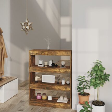 Bibliothèque/Séparateur de pièce chêne fumé bois d'ingénierie