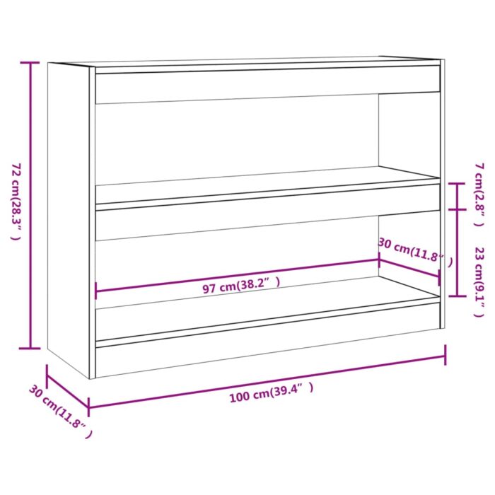 Bibliothèque/Séparateur de pièce sonoma gris 100x30x72 cm – Image 5