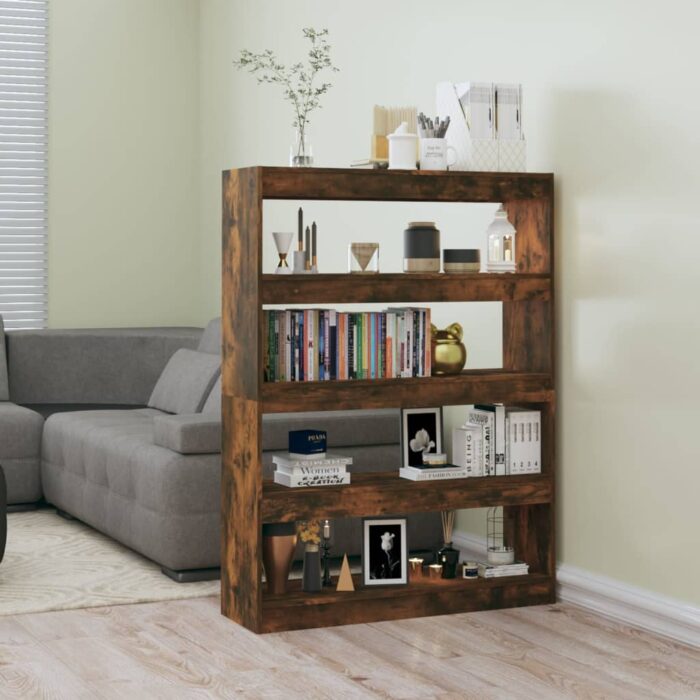 Bibliothèque/Séparateur de pièce chêne fumé 100x30x135 cm – Image 1