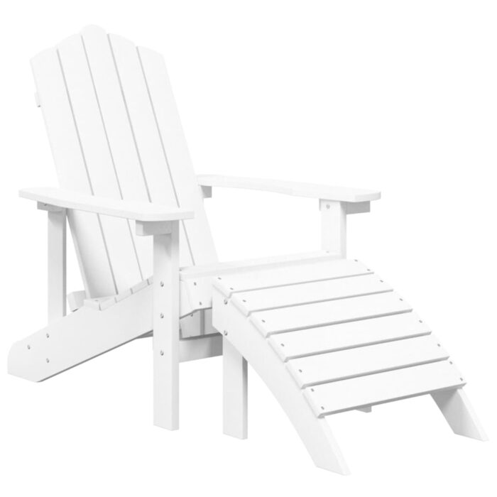 Chaise de jardin Adirondack repose-pied table PEHD Blanc – Image 2