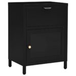 Tables de chevet 2 pcs Noir 40x30x54,5 cm Acier et verre – Image 3