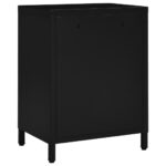 Tables de chevet 2 pcs Noir 40x30x54,5 cm Acier et verre – Image 6