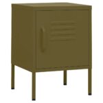 Tables de chevet 2 pcs Vert olive 35x35x51 cm Acier – Image 2